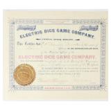 1893 Electric Dice Game Co. Stock Certificate