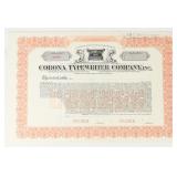 Corona Typewriter Co Stock Certificate