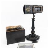 Ornate Tabletop Stereoscope Viewer W/Case & Slides