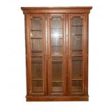 Antique 3-Door Walnut Display Cabinet