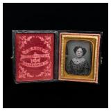 1/9 Plate Cased Daguerreotype With Note & Hair