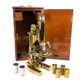 Bausch & Lomb Antique Brass Microscope