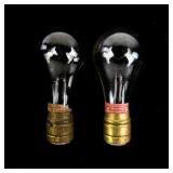 Pair Antique Shelby Carbon Light Bulbs