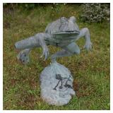 Large Bronze Leaping Frog Garden Statue
