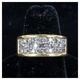 Ladies 18k Yellow Gold Pave Diamond Wedding Band