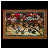 48" Framed Floral Stained Glass Lighted Panel