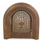 Antique Cast Iron Arched Fireplace Frame & Cover