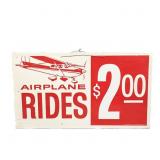 Vintage "Airplane Rides $2.00" Metal Ad Sign