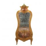 French Vernis Martin Style Vitrine w/Leaded Glass