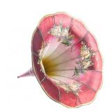 Antique Ruby Red Floral Phonograph Horn