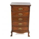 Ornate Oak Cylinder Record Cabinet-5 Drawer
