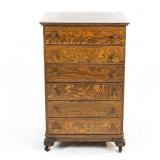 Oak 6-Drawer Cylinder Record Cabinet, Full