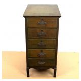 Unusual Fumed Oak Cylinder Record Cabinet