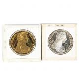 1780 Gold Plate & Silver Proof Maria Thaler Coins