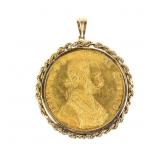 1915 Francis Joseph 4 Ducat Gold Coin Pendant