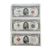 1928-F $5 US Note & 1934-D $5 Silver Certificate