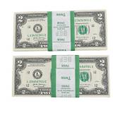 (2) 2017-A $2 Dollar BEP Packs w Sequential Bills