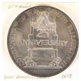Elizabeth II Coronation 25th Ann. Sterling Medal