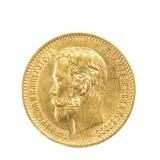 1902 Nicholas II 5 Roubles Russian Gold Coin