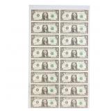 1985 $1 Federal Reserve Note Uncut Half Sheet