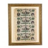 1860s $5 Louisiana Citizens Bank Uncut Sheet