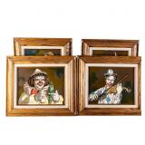 (4) Vintage H. Hargrove Framed Clown Paintings
