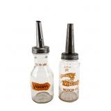 (2) 1-Quart Glass Motor Oil Dispenser Bottles