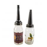 (2) 1-Quart Glass Motor Oil Dispenser Bottles
