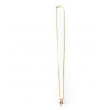 16" 14K Necklace w 10K Pink Topaz Heart Pendant