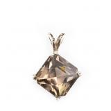 Ladies Princess Cut Smokey Topaz Sterling Pendant