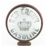 1920s Red Crown Gasoline Pump Globe w Birdcage