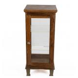 Antique Tabletop Wood & Glass Curio Cabinet