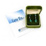 14K Gold Natural Emerald Earrings Pair