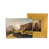 (2) Vintage Framed Oleograph Print & Oil Painting