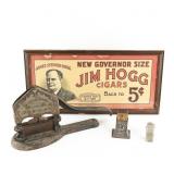 Tobacco Cutter Jim Hogg Framed Advertisment & More