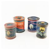 (4) Vintage Litho Tobacco Canisters/Tins