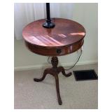 Mahogany Wood Drum Side Table