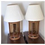 Pair of Etched Glass Table Lamps w Multiple Bulbs