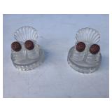 2 - Clam Shell Glass Salt & Pepper sets