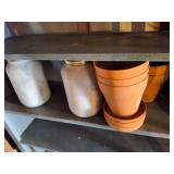 Contains of nails, clay & plastic flower pots