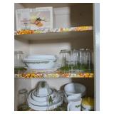 Green Pryex Dish Set & Glasses