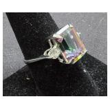 Sterling Silver & Mystic Topaz Ring Size 9