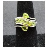 Sterling Silver & Peridot Ring Size 8