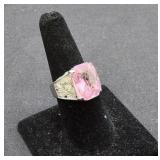 Pink Stone Sterling Ring Size 8
