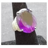 Sterling Silver & Amethyst Ring Size 8