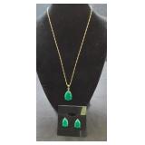 Sterling Silver Jade Necklace & Earrings