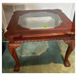 Mahogany End Table w/Glass top 28'X28'X21'