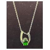 Sterling necklace with Emerald colored stone.