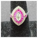 Sterling Silver & Ruby Ring Size 7