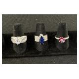 3 Sterling Silver Rings